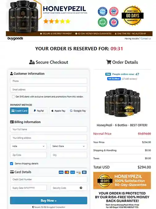 HoneyPezil Order Page